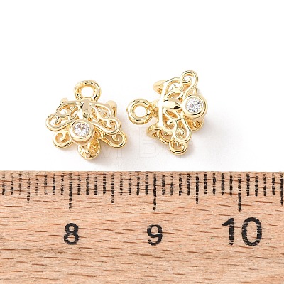 Brass with Clear Cubic Zirconia Ice Pick Pinch Bails KK-G551-01G-01-1
