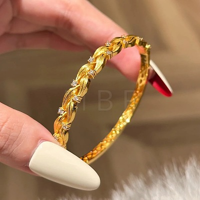 Brass Micro Pave Clear Cubic Zirconia Bangles for Women WGC0524-02-1