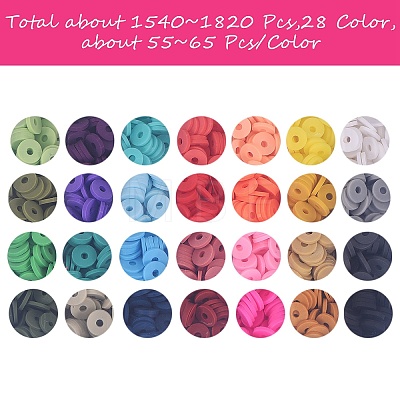 134.4g 28 Colors Handmade Polymer Clay Beads CLAY-SZ0001-34-1
