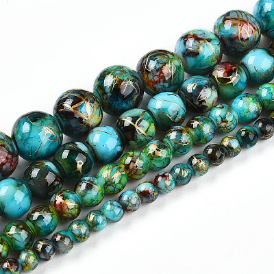 Baking Painted Glass Beads Strands DGLA-N003-4mm-B08-1