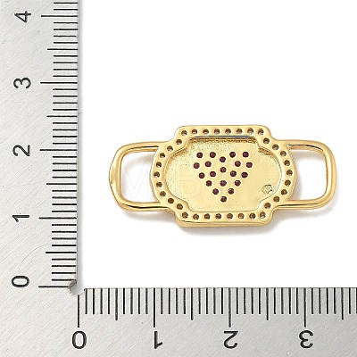 Rack Plating Brass Micro Pave Clear & Orchid Cubic Zirconia Heart Mask Connector Charms KK-L224-065G-1