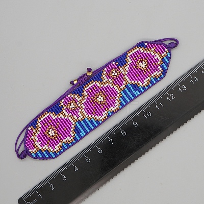 Friendship Flower Loom Pattern Seed Beads Bracelets for Women BJEW-A121-45B-1