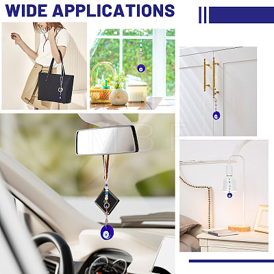 Glass Evil Eye & Alloy Rhinestone Car Pendant Decorations AJEW-GL0003-26-1