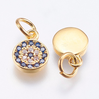 Brass Micro Pave Cubic Zirconia Charms RB-I077-26G-RS-1