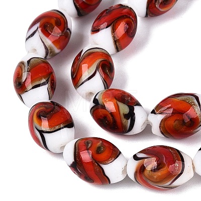 Handmade Gold Sand Lampwork Beads Strands LAMP-Q041-09F-1