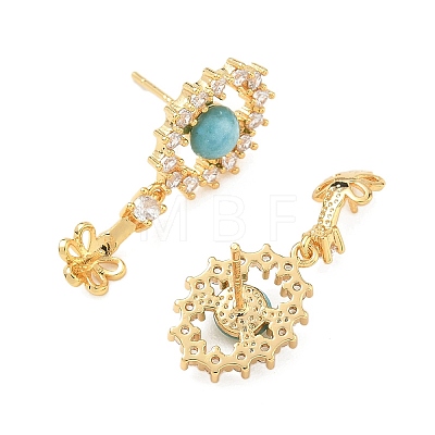 Brass Pave Cubic Zirconia Stud Earring Findings KK-C172-15G-1