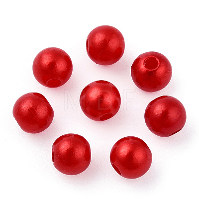 Spray Painted ABS Plastic Imitation Pearl Beads OACR-T015-05A-13-1