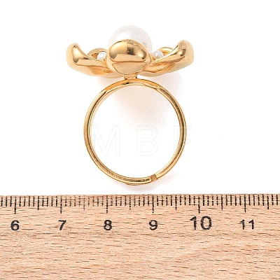 304 Stainless Steel Shell Beads Cuff Open Rings for Women RJEW-E301-01E-1
