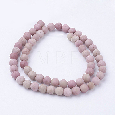 Frosted Natural Rhodonite Round Bead Strands G-G735-09F-6mm-1