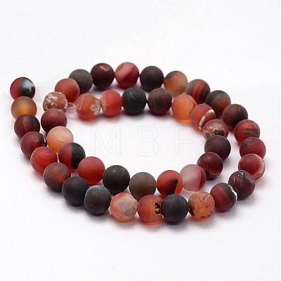 Frosted Natural Agate Beads Strands G-F365-6mm-01-1