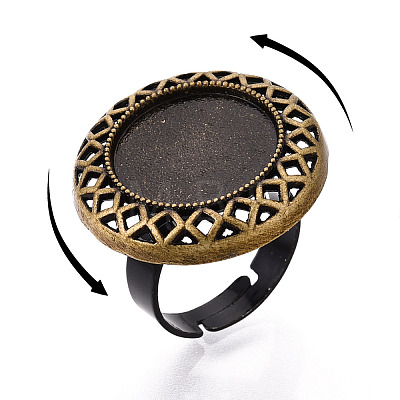 Adjustable Alloy & Iron Bezel Cup Ring Base with Rotatable Tray MAK-T012-05AB-1