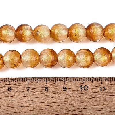 Handmade Lampwork with Gold Powder Beads Strands LAMP-N037-06B-06-1