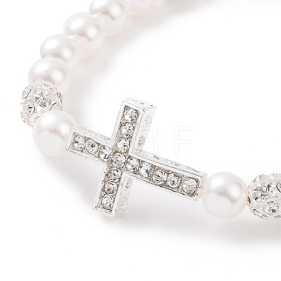 Alloy Rhinestone Religion Cross Bracelets BJEW-JB09096-1