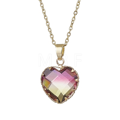 2Pcs 2 Styles Teardrop Heart K9 Glass Imitation Tourmaline Pendant Necklaces Sets NJEW-JN05188-01-1