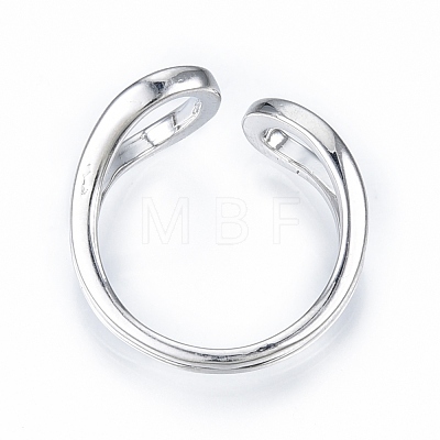 Brass Wire Wrap Teardrop Open Cuff Ring for Women RJEW-T001-96P-1