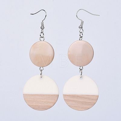 Resin & Wood Dangle Earrings EJEW-JE03025-03-1