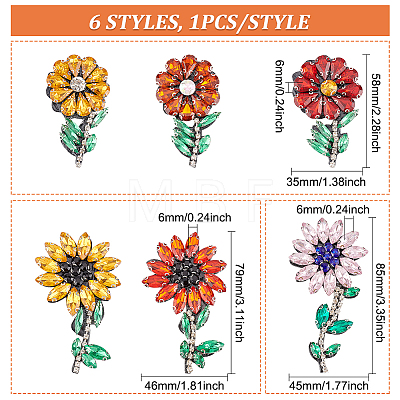 6Pcs 6 Style Sunflower Pattern Felt Ornament Accessories PATC-FG0001-26-1