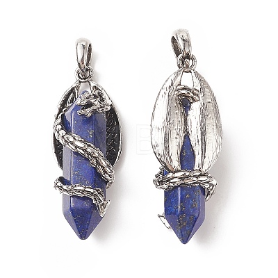 Natural Lapis Lazuli Pointed Pendants G-C051-01A-1