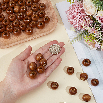 50Pcs Spray Painted Wood European Beads WOOD-PA0001-78A-1
