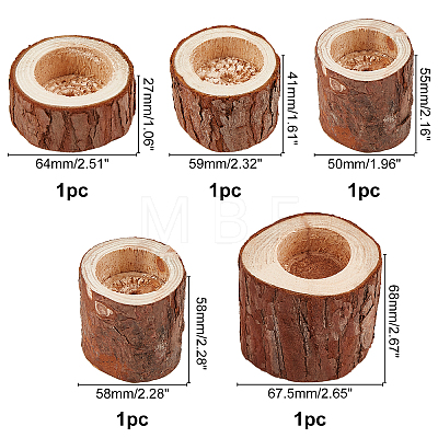 OLYCRAFT 5Pcs 5 Styles Natural Wood Candle Holders AJEW-OC0002-07-1
