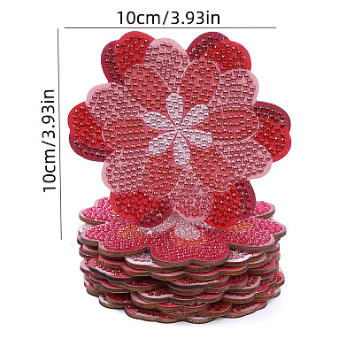 DIY 10Pcs Flowers Theme Coasters Diamond Art Painting Kit with Holder PW-WGF45AD-01-1