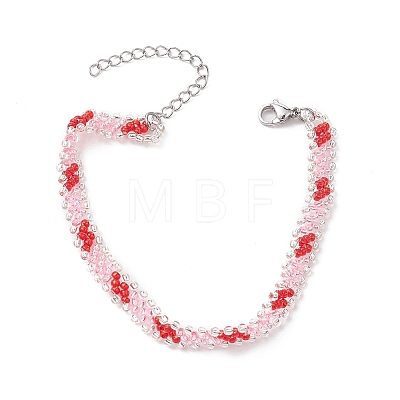 Glass Seed Braided Beaded Bracelet BJEW-MZ00057-1
