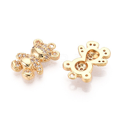 Brass Micro Pave Clear Cubic Zirconia Pendants KK-T078-02G-02-1