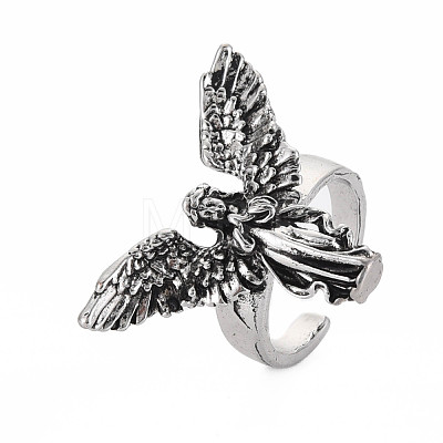 Men's Angel Alloy Open Cuff Ring RJEW-N029-097-1