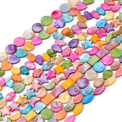 10 Strands Colorful Natural Freshwater Shell Dyed Beads Strands SHEL-M018-04-1