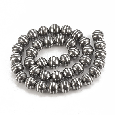 Electroplate Non-magnetic Synthetic Hematite Beads Strands G-T065-8mm-01E-1