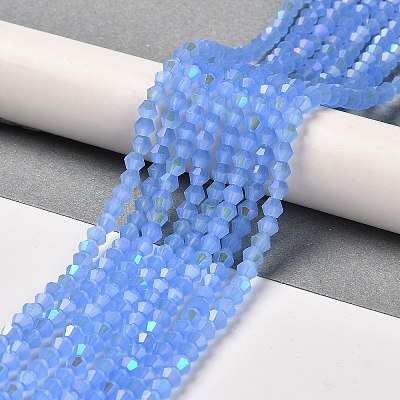 Imitation Jade Electroplate Glass Beads Strands GLAA-F029-J4mm-D04-1