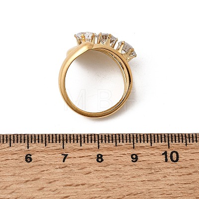 304 Stainless Steel Micro Pave Cubic Zirconia Open Cuff Rings for Women RJEW-K258-12C-G-1