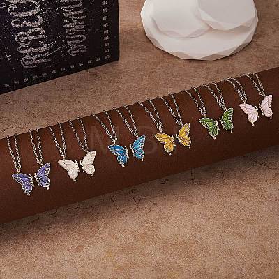 2Pcs Matching Butterfly Pendant Necklaces Set JN1033E-1-1