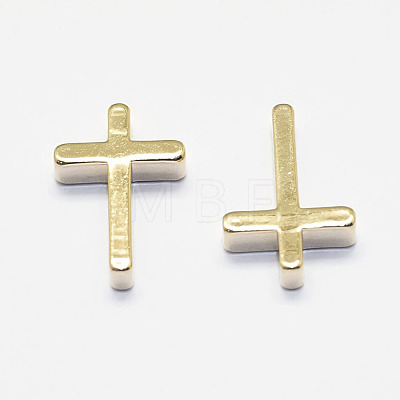 Long-Lasting Plated Brass Tiny Cross Charms KK-K193-010G-NF-1