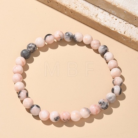 Natural Zebra Jasper Bead Stretch Bracelets X-BJEW-K212-A-035-1