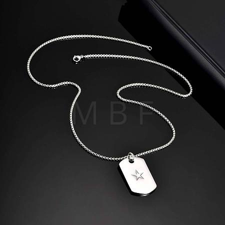 304 Stainless Steel Star Dog Tag Pendant Box Chain Necklaces for Men WGDBA2D-02-1
