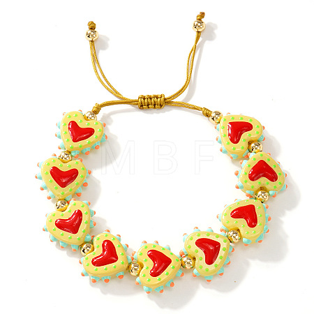 Handmade Heart Resin & Brass Bead Braided Bracelets JT1412-4-1