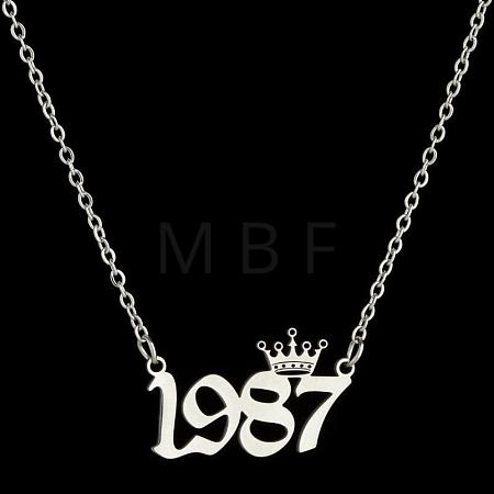 Crown Birth Year 201 Stainless Steel Pendant Necklaces for Women FS-WG4E8F2-48-1
