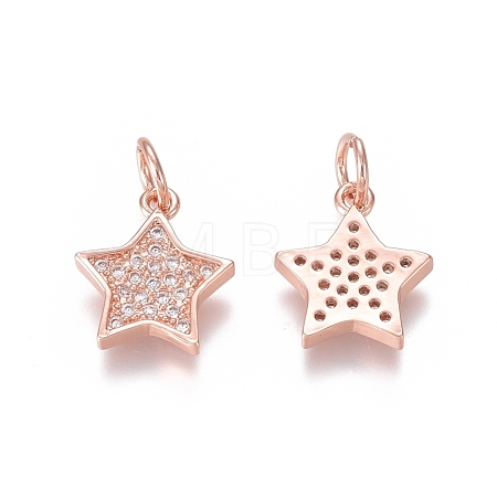 Brass Micro Pave Clear Cubic Zirconia Charms ZIRC-I036-03RG-1