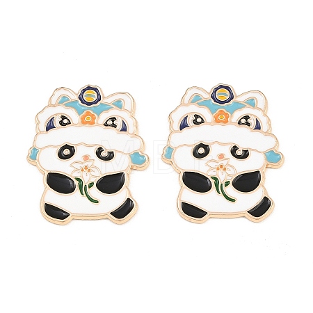 Chinese Lion Dance Panda Alloy Enamel Cabochons AL-CBA1A6F-03KCG-A-1
