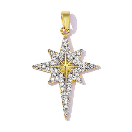 Brass Micro Pave Clear Cubic Zirconia Pendants CU-OY001-53G-1