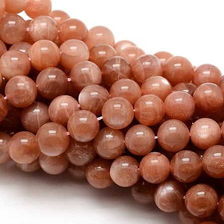 Grade AAA Natural Gemstone Sunstone Round Beads Strands G-E251-34-8mm-1