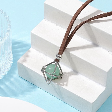 Crystal Holder Cage Necklace NJEW-JN04587-01-1