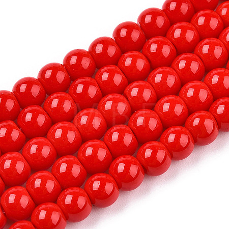 Opaque Solid Color Glass Beads Strands GLAA-T032-P10mm-04-1