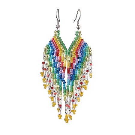 Boho 304 Stainless Steel with Glass Dangle Stud Earring EJEW-MZ00177-1