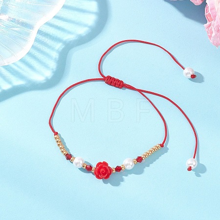 Glass Seed Bead & Resin Braided Beaded Bracelets BJEW-MZ00307-02-1