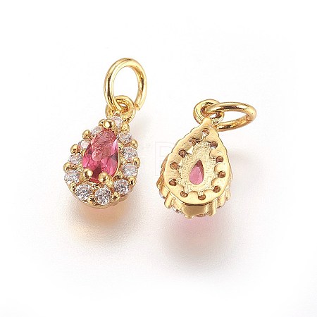Brass Cubic Zirconia Charms LS-KK-E772-14A-G-1