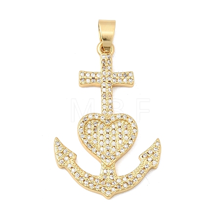Brass Micro Pave Clear Cubic Zirconia Pendants KK-H267-39G-1