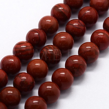 Natural Red Jasper Beads Strands G-I199-25-6mm-1