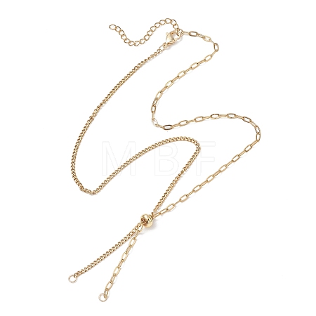 304 Stainless Steel Paperclip Chain Curb Chain Slider Necklace Making AJEW-JB01528-1